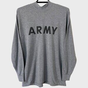 Y2K US Army Mock-Neck Long-Sleeve Shirt Mens Large Gray Physical Fitness Uniform